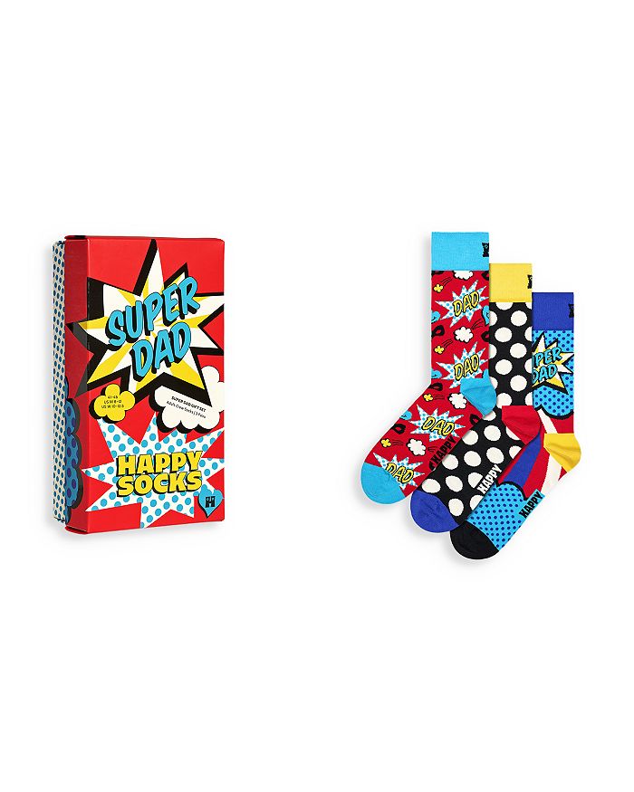 

Подарочный набор носков Happy Socks Super Dad Crew, 3 шт, мультиколор