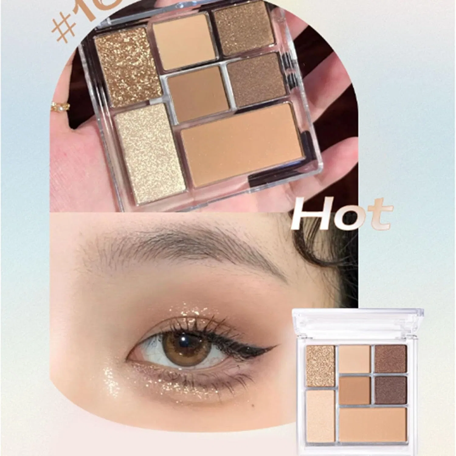 Палитра теней для век Cool Eyeshadow 7 цветов, матовые и мерцающие, No brand, 7 оттенков, A-Light Pink — фото 3