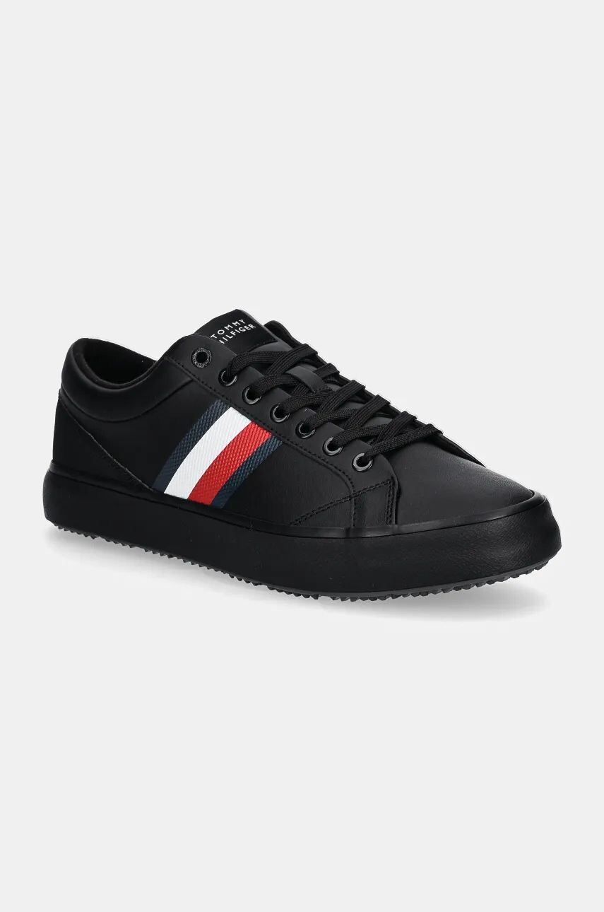 

Tommy Hilfiger TH HI VULC CORE CLEAT STRIPES кожаные кроссовки, черный
