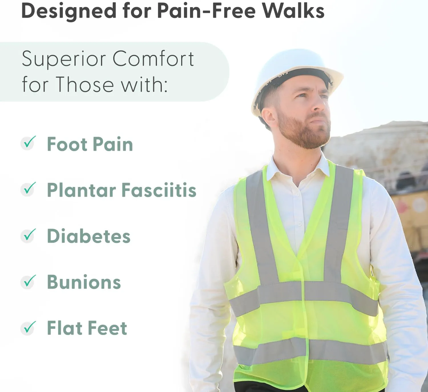 Мужские ортопедические кожаные рабочие ботинки Orthofeet Slate без шнурков, черный — фото 4