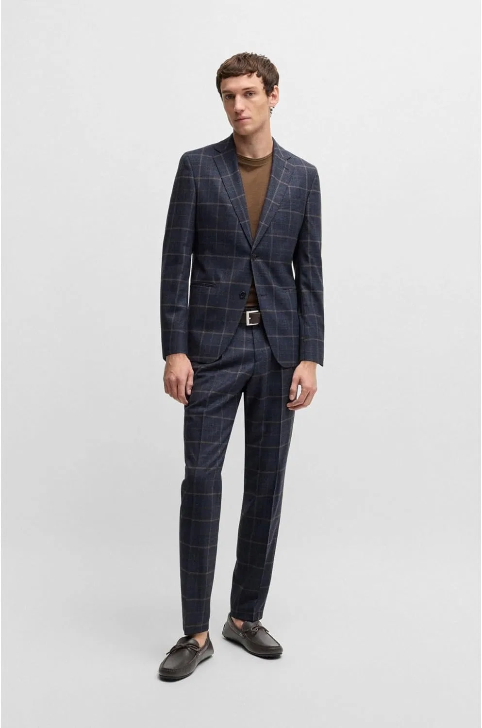 Мужские мокасины BOSS Noel Mocc из зернистой кожи с рифленой подошвой. Размер, Dark Brown201 — фото 2