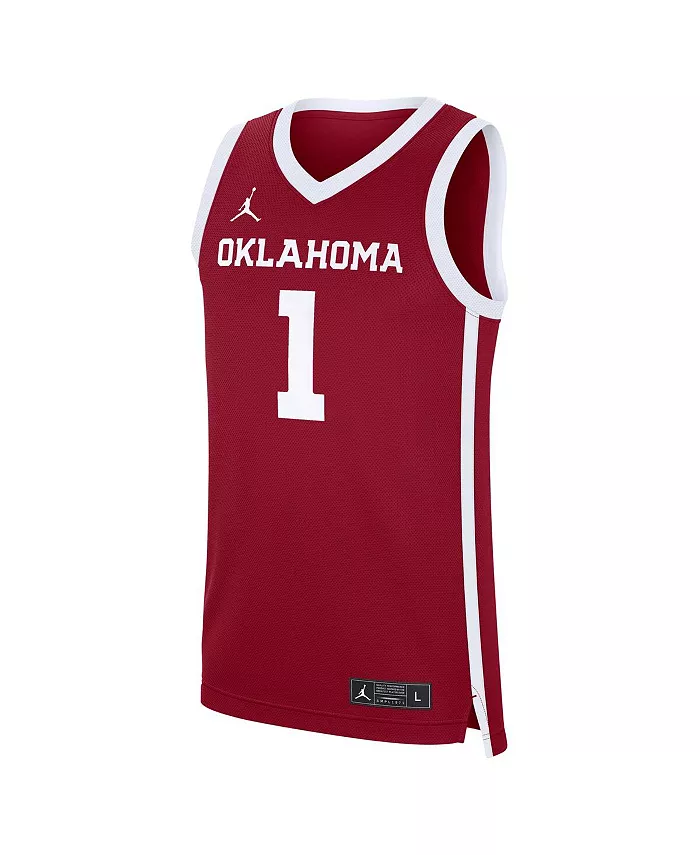 Мужская баскетбольная майка-реплика Crimson Oklahoma Sooners 1 Road Jordan — фото 2
