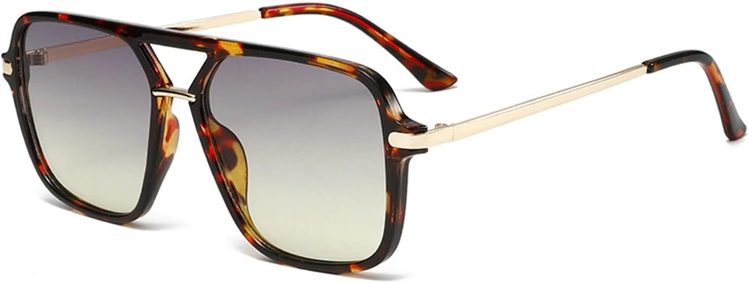 

Модные солнцезащитные очки-пилот большого размера для женщин и мужчин, ретро-очки квадратной формы, винтажные солнцезащитные очки для женщин mincl, Leopard Gray