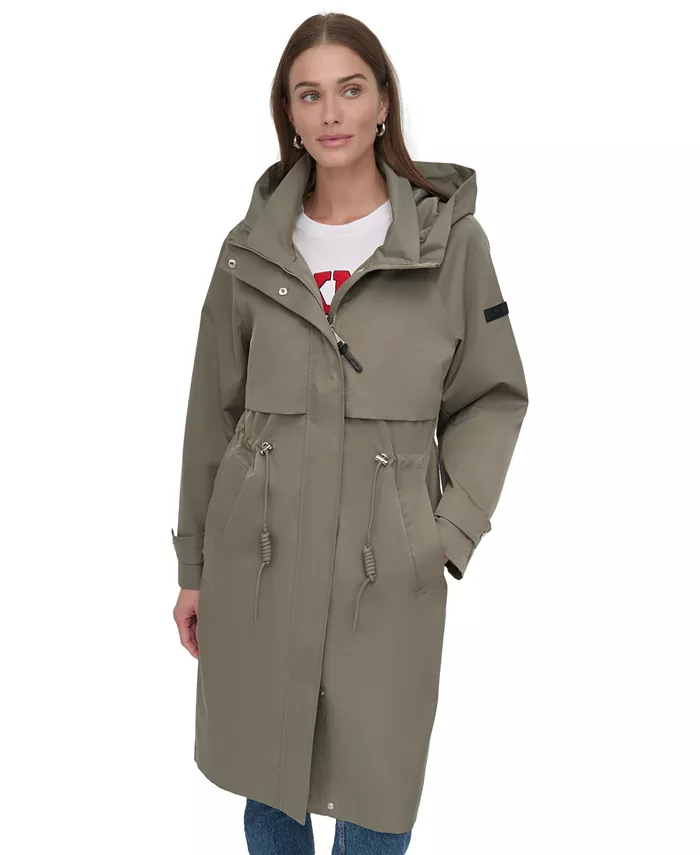 

Женская длинная анорак-куртка с капюшоном на молнии DKNY, зеленый