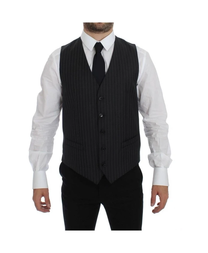 

Жилет в серую полоску Dolce & Gabbana, черный