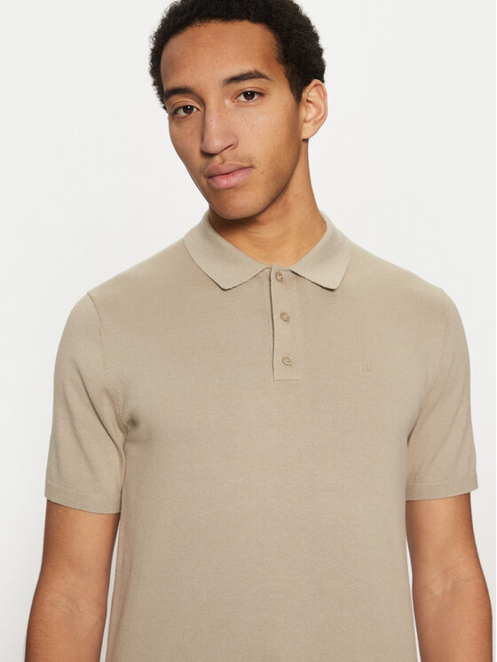 Рубашка поло стандартный крой K10K114476 Calvin Klein, бежевый — фото 4