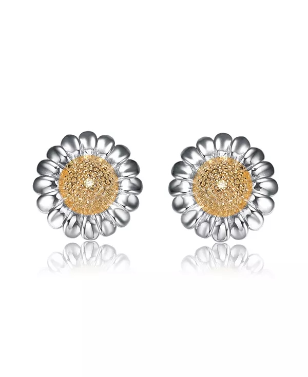 

Двухцветные серьги-подсолнухи из стерлингового серебра с кубическим цирконием Genevive, yellow