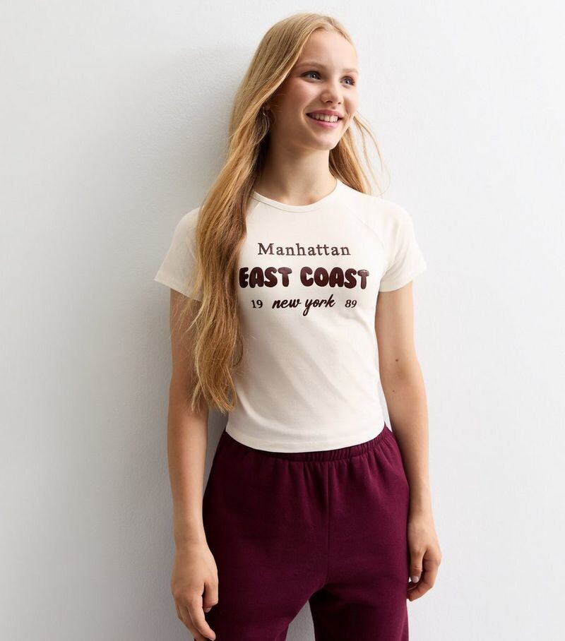 

Белая футболка с принтом Girls Off East Coast New Look, белый