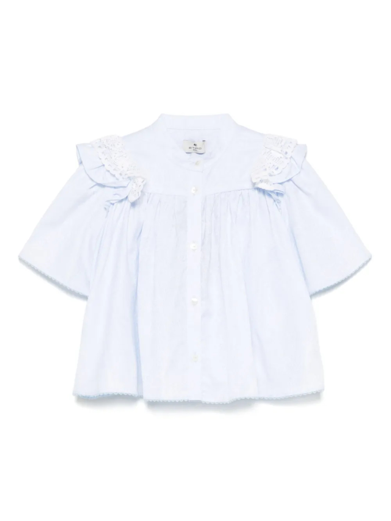 

Рубашка ETRO KIDS с узором пейсли и жаккардом, синий