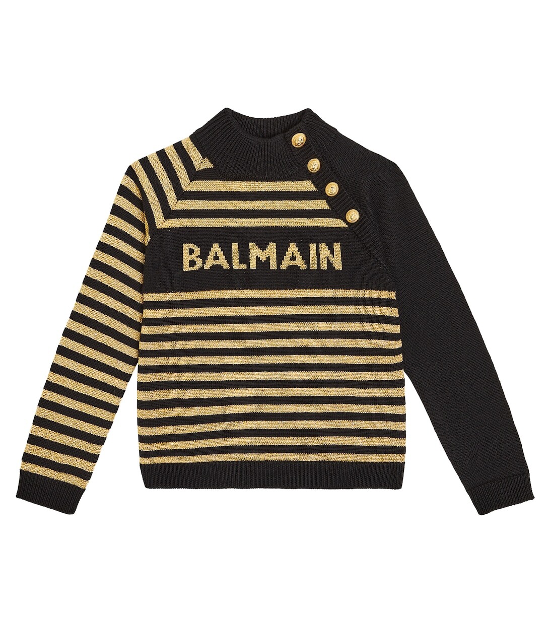 

Свитер из смесовой шерсти в полоску с логотипом Balmain Kids, мультиколор