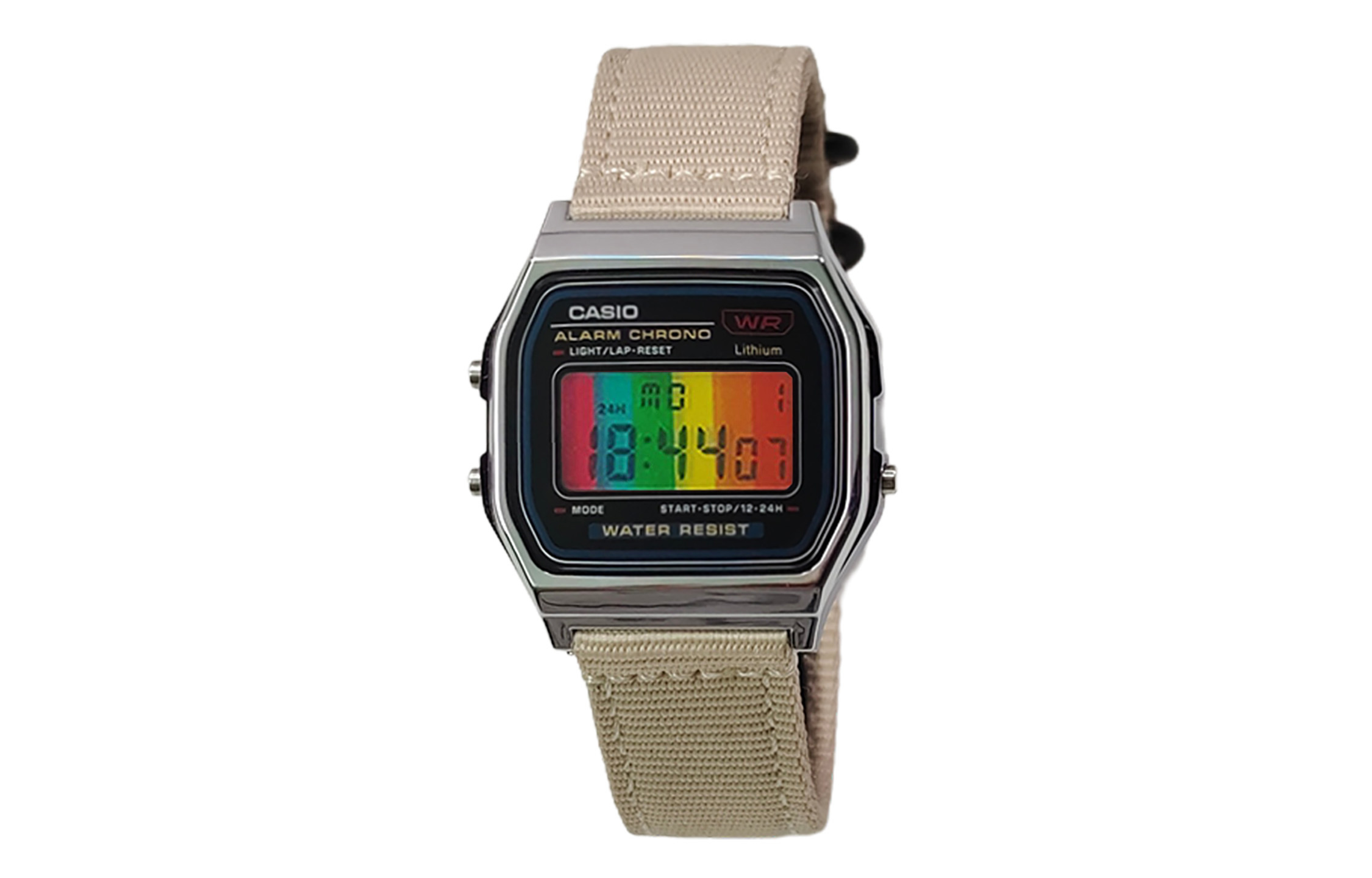 

CASIO Мужские часы Retrofit Series с кварцевым механизмом и нейлоновым ремешком, черный циферблат