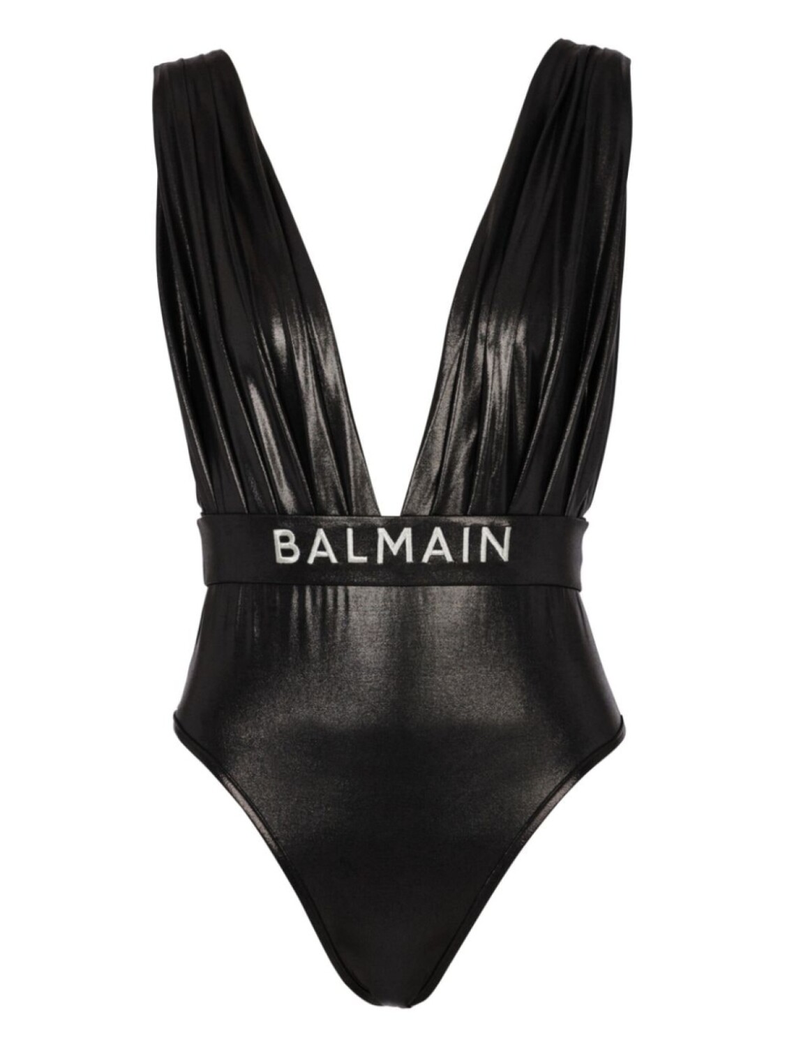 

Balmain купальник с V-образным вырезом и поясом, черный