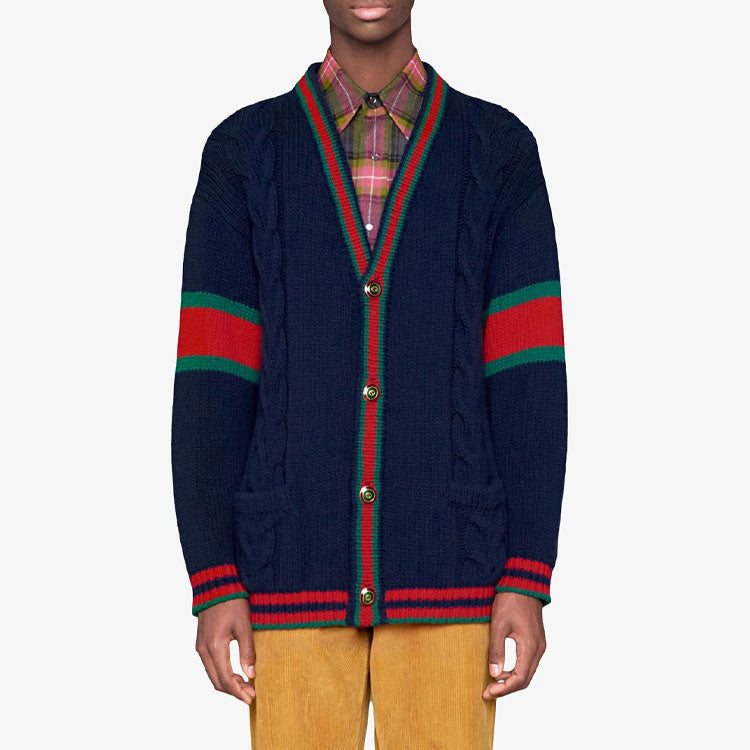Кардиган Gucci Oversize Cable Knit Cardigan 'Blue' 497037-X1561-4352, синий — фото 3