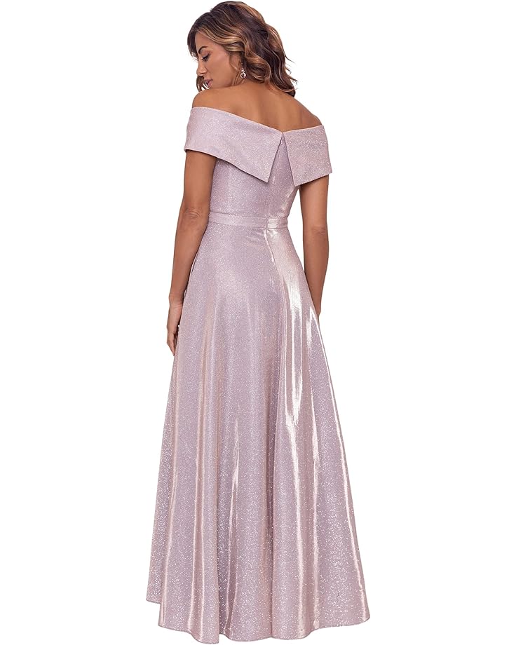 

Платье XSCAPE Off-the-Shoulder Long Glitter Dress, цвет Blush/Silver