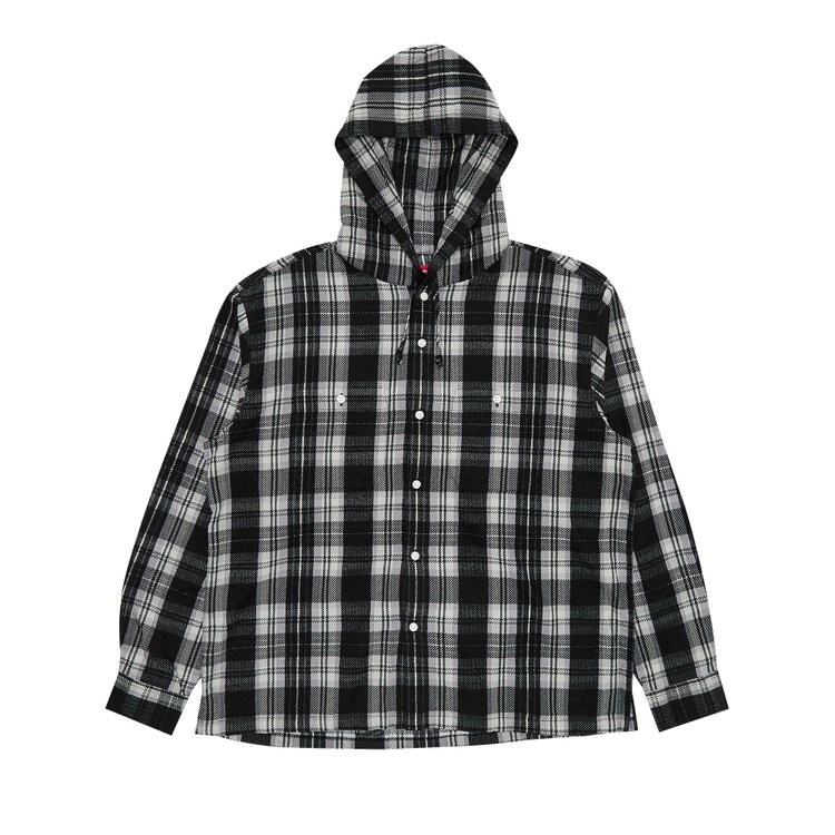 

Рубашка Supreme Printed Hooded Flannel Shirt, черный