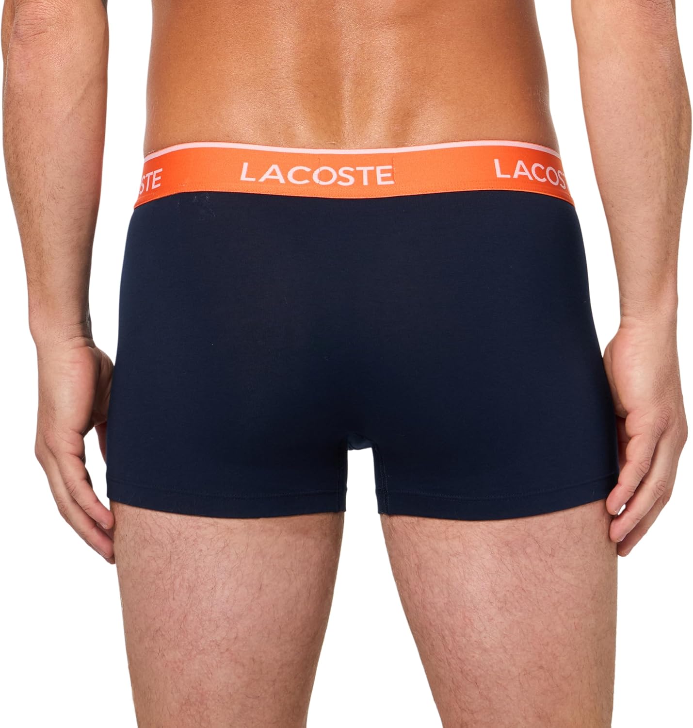 Трусы Lacoste, мужские, хлопковые набор из 3 штук, Navy Blue/Orange/Red — фото 3