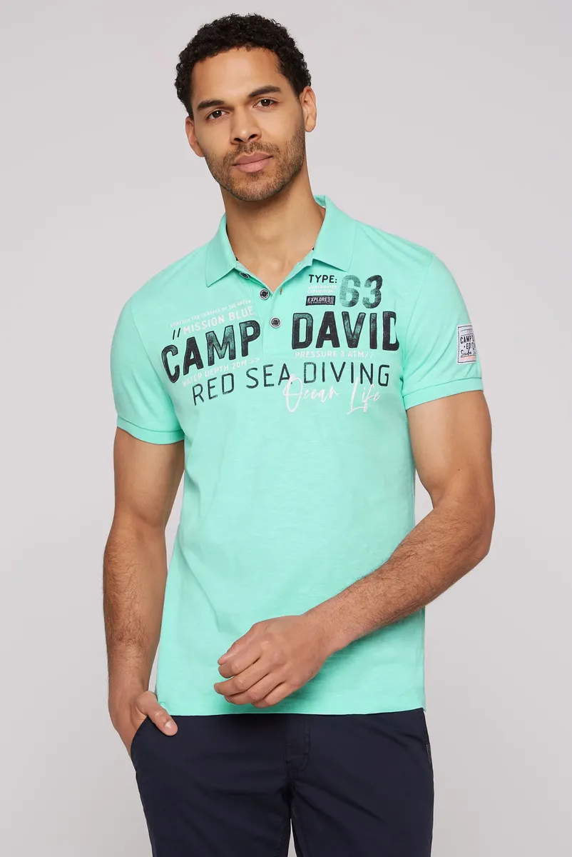 

Рубашка-поло CAMP DAVID, хлопок, цвет Neo Aqua