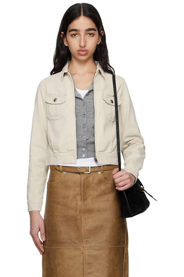 

Короткий джинсовый жакет-косуха R13, цвет ivory beefy twill