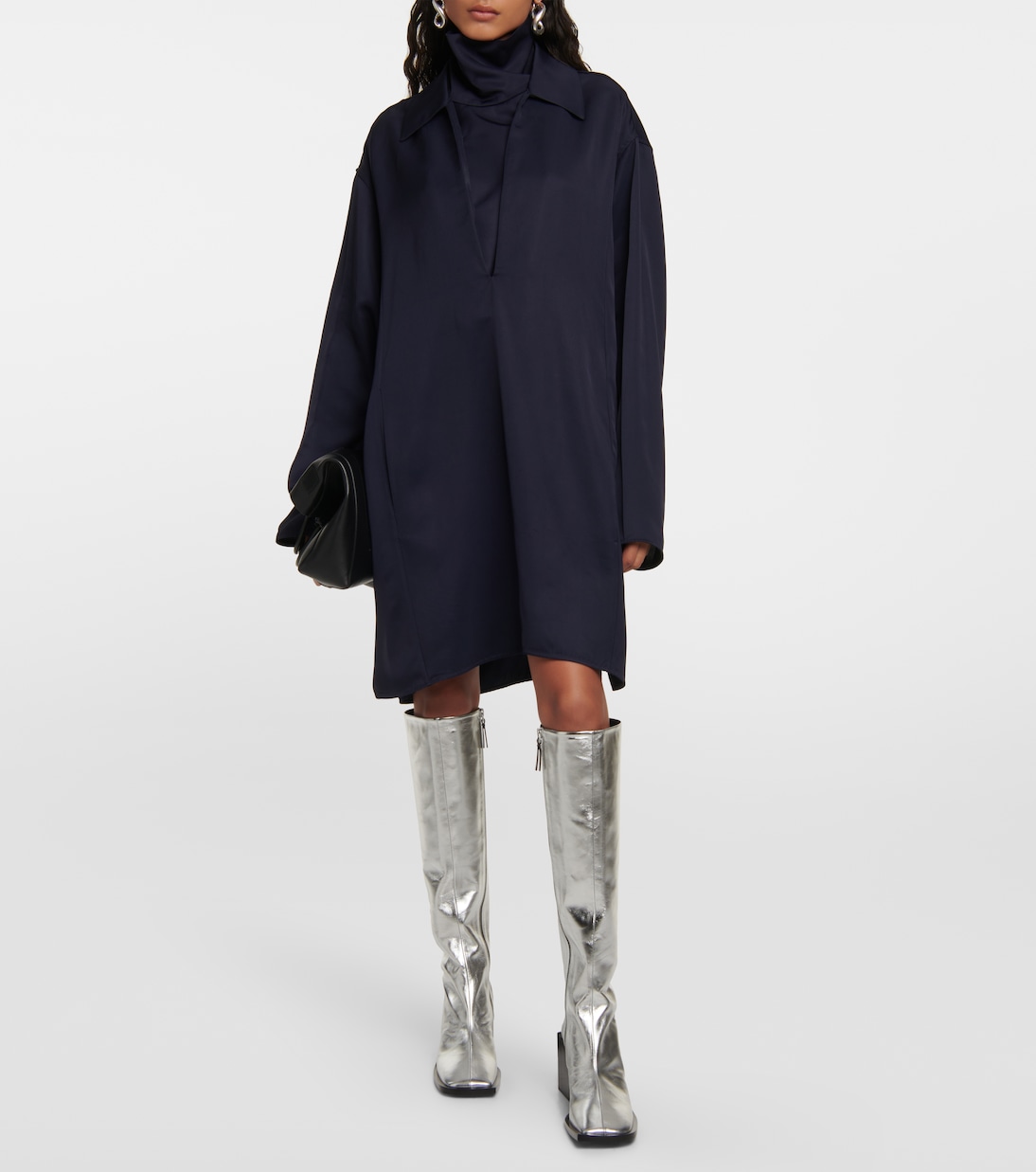 Сапоги из металлизированной кожи до колена Jil Sander, Silver Moon — фото 2