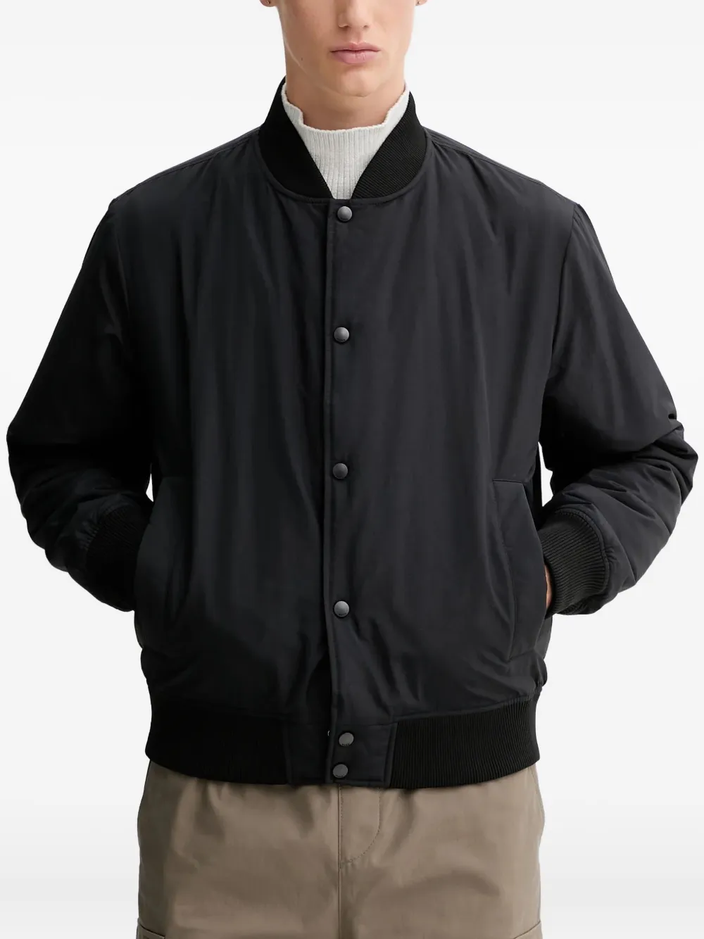 

Куртка с графичным принтом и отделкой в рубчик Hugo, черный