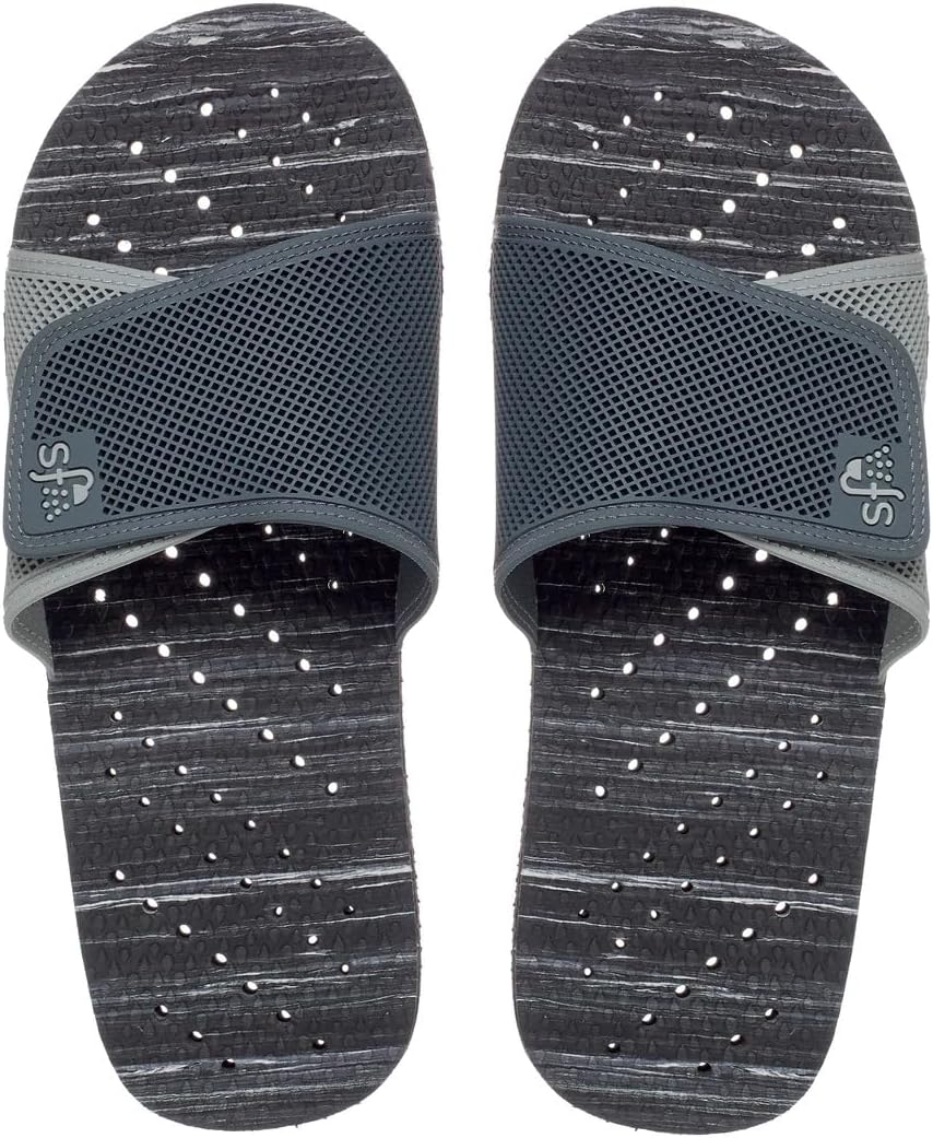 

Мужские шлепанцы Showaflops - Быстро сохнущая подошва - Регулируемые - Противоскользящие для душа, темно-серый