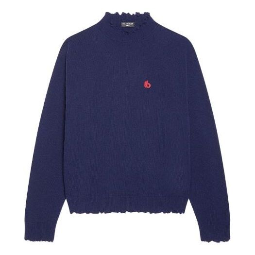 

Свитер double b highneck wool knit sweater 'blue' Balenciaga, синий