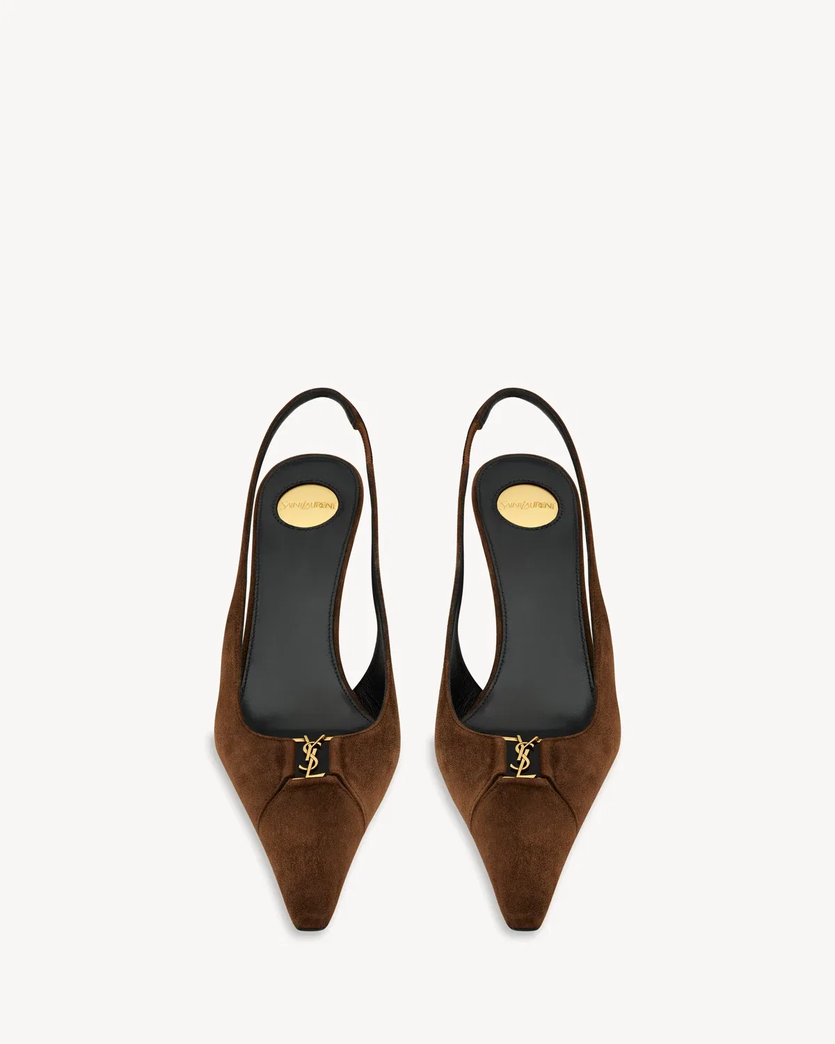 Туфли-слінгбэки BABYLONE BRETEUIL из замши SAINT LAURENT, коричневый — фото 2