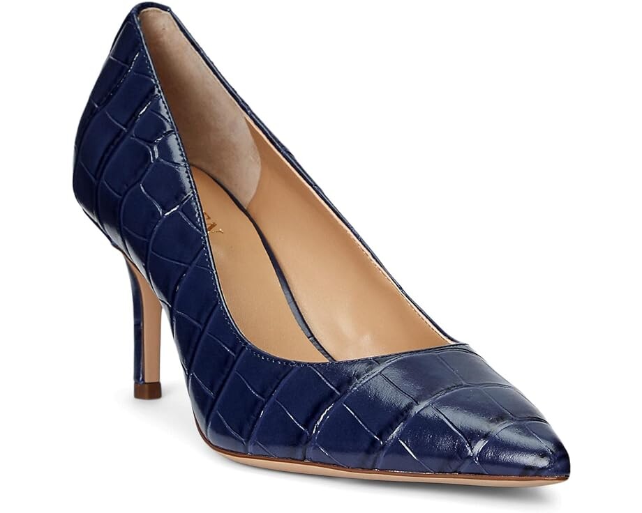 Туфли LAUREN Ralph Lauren Lanette Crocodile Embossed Leather Pumps, цвет Refined Navy