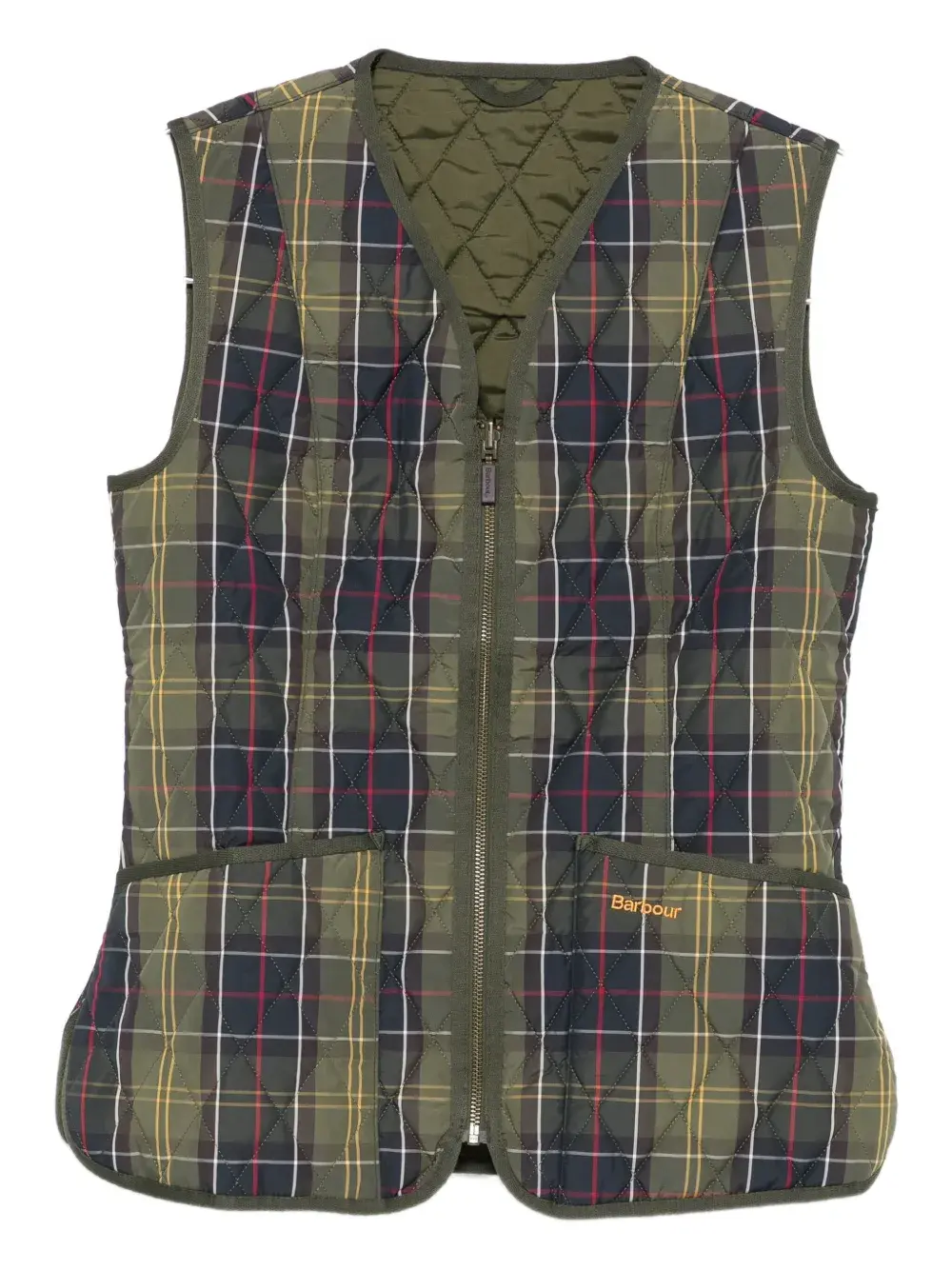 

Стеганый жилет из клетчатой ткани Barbour, зеленый