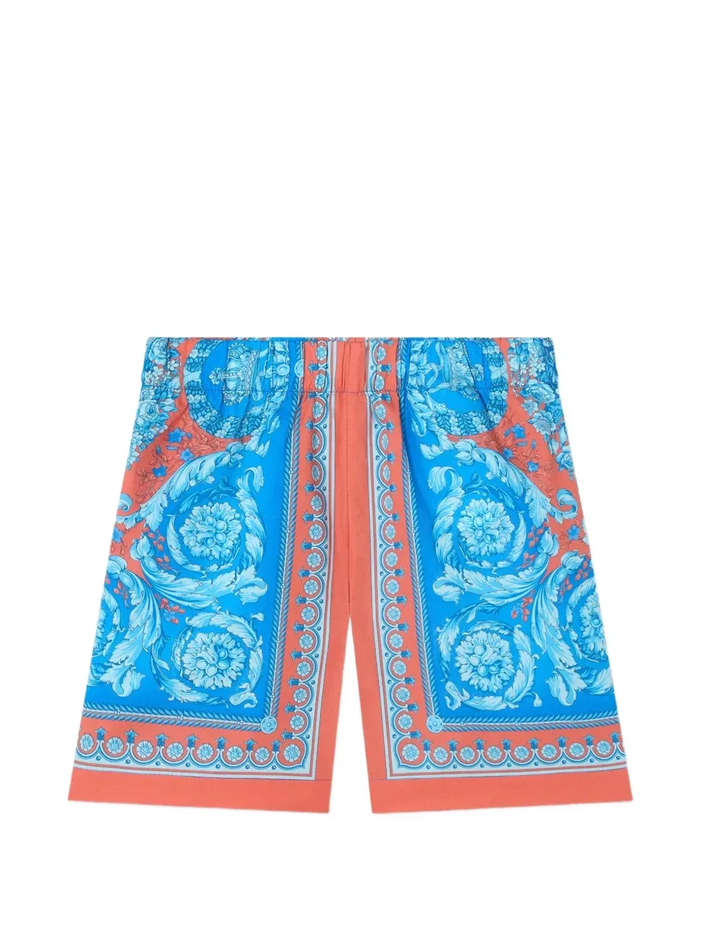 Детские шорты из поплина из хлопка с принтом Versace Kids, синий