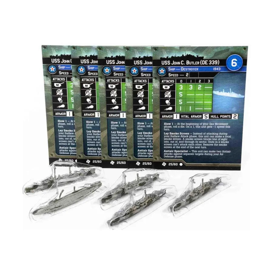 

Военный корабль США Джон К. Батлер (DE 339) (C) x5, Axis & Allies - Collectible Miniatures Game - War at Sea - Task Force Singles