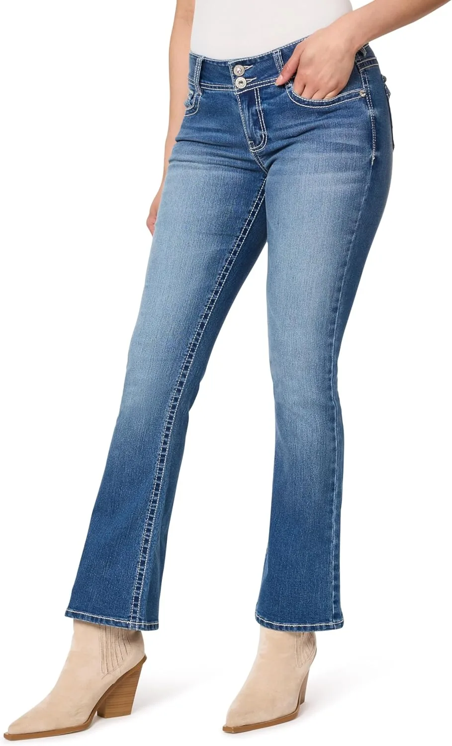 

Джинсы WallFlower Bootcut для женщин, Luscious Curvy Fit, с карманом Bling, Mid-Rise, Insta Stretch