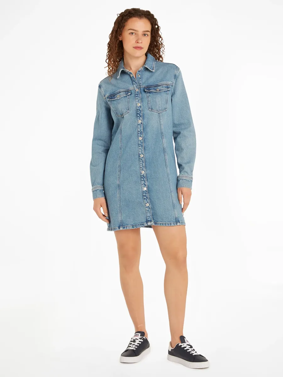 

Платье-блузка Tommy Jeans "ALINE LS DRESS CH6119 EXT", с флагом Tommy Jeans, джинсовый