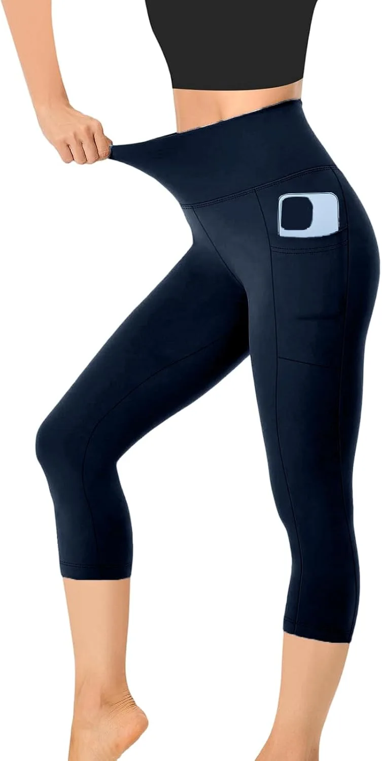 

FQZWONG капри-леггинсы для женщин с эффектом контроля живота, высокие, для йоги и пилатеса