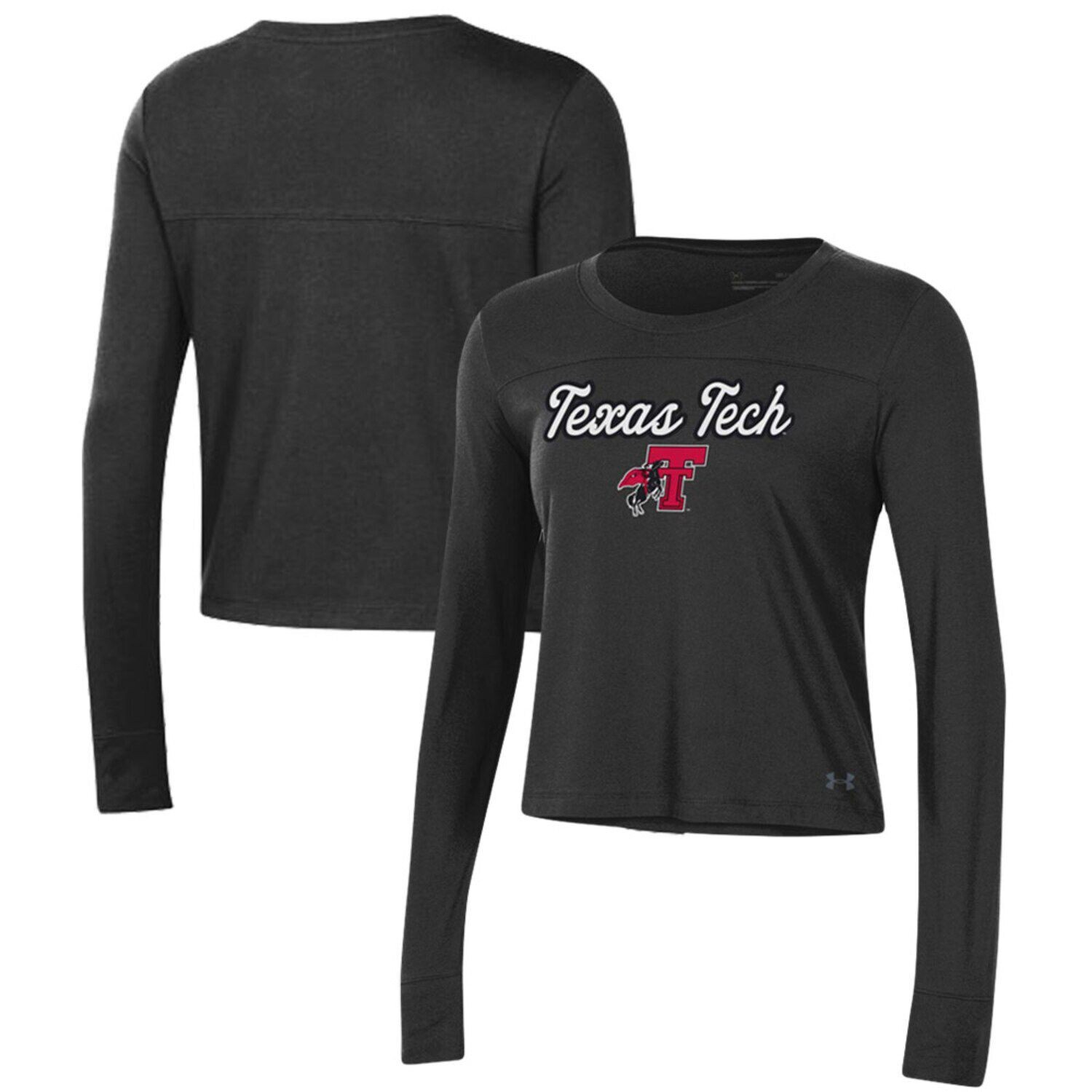 

Женская укороченная футболка с длинными рукавами Under Armour Black Texas Tech Red Raiders Vault Under Armour