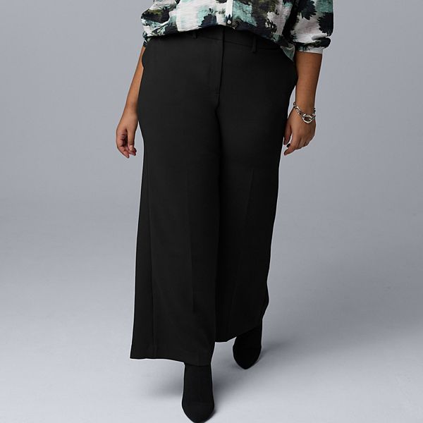 

Plus size брюки широкого кроя из люксового крепа Simply Vera Vera Wang, Black