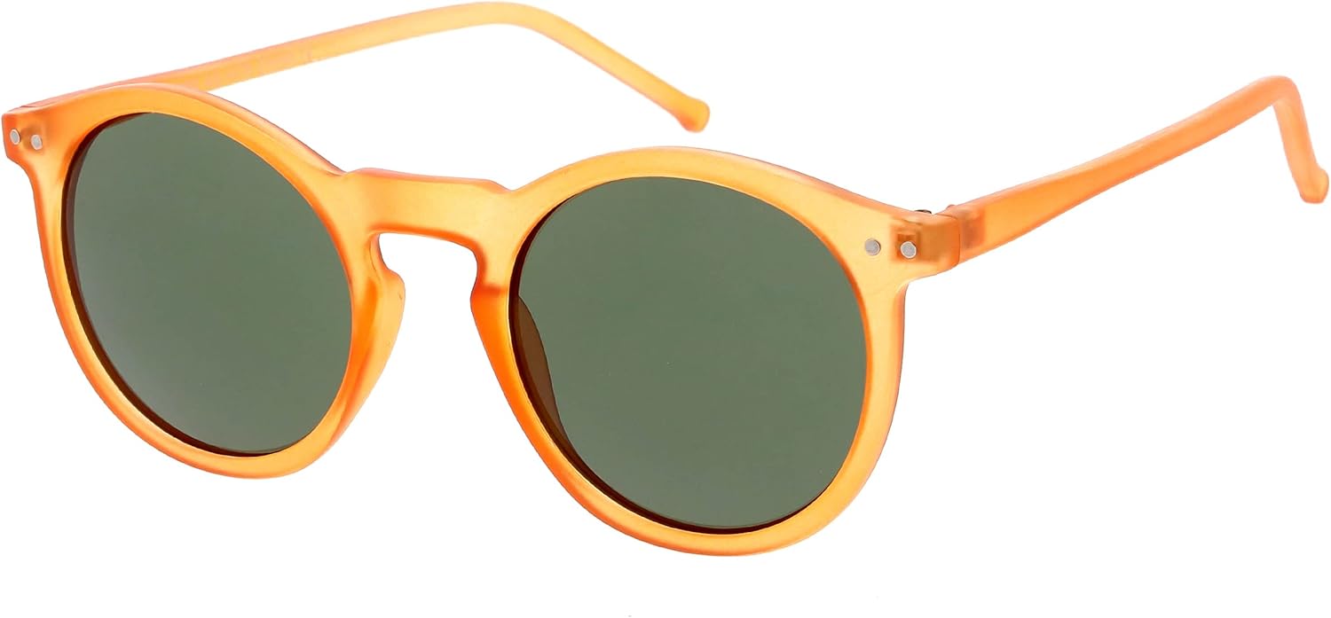 

Солнцезащитные очки zeroUV Retro Horn Rimed Keyhole Nose Bridge P3 Round 49mm в ретро-оправе с роговым рисунком и переносицей в форме замочной скважины, Matte Orange / Green