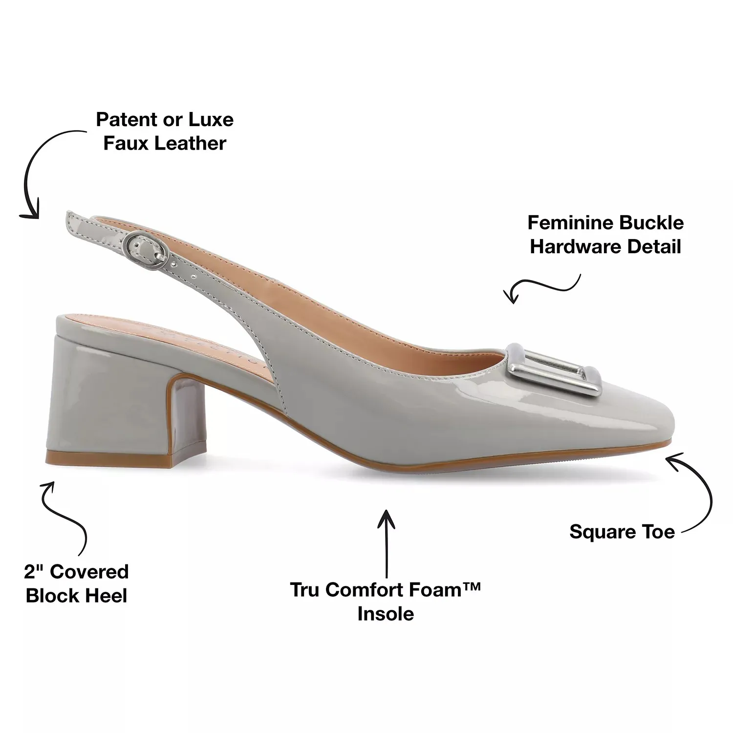 Journee Collection Туфли-лодочки Everlee Pump из коллекции Journee, серые — фото 3