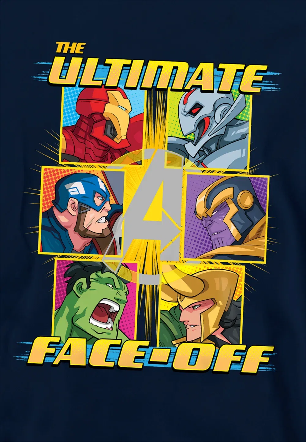 Детская толстовка Marvel Avengers Face Off, темно-синий, темно-синий — фото 2