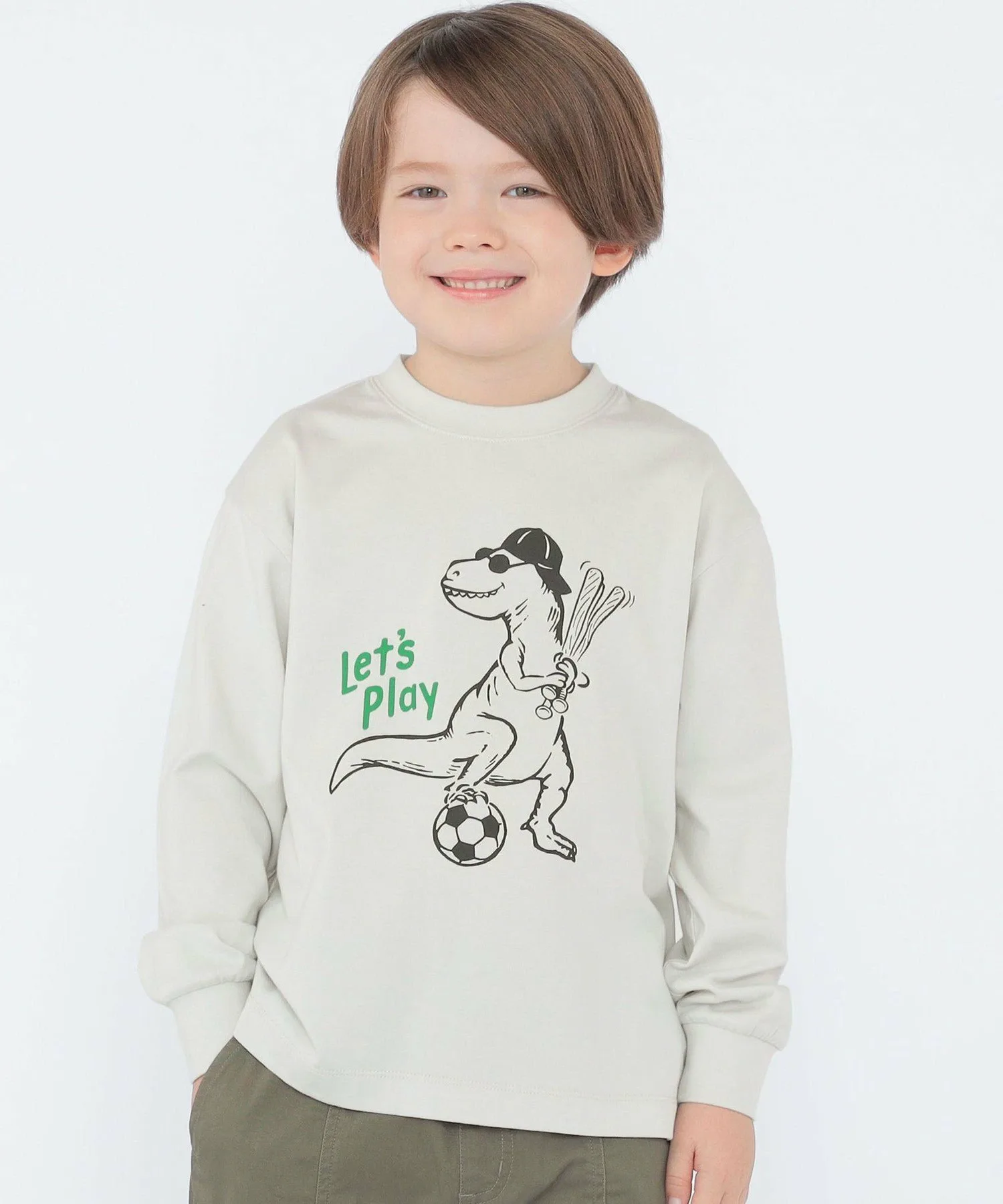 ARCH&LINE: 100~130 см / Футболка с длинным рукавом с динозаврами SHIPS KIDS, Top Gray