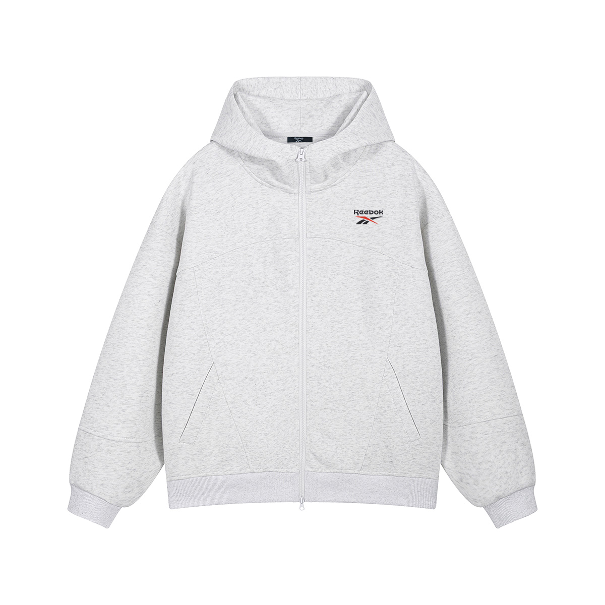 

Толстовка Unisex Hooded Moderate Cardigan Reebok, белый heather серый