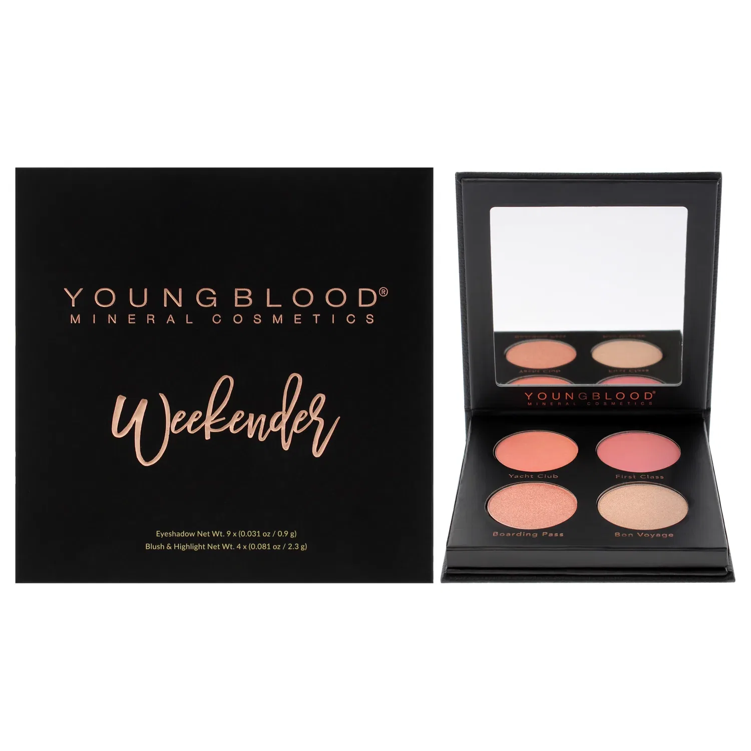 Палетка теней Weekender от Youngblood для женщин - 0,60 унции (27 г) косметики, мультиколор
