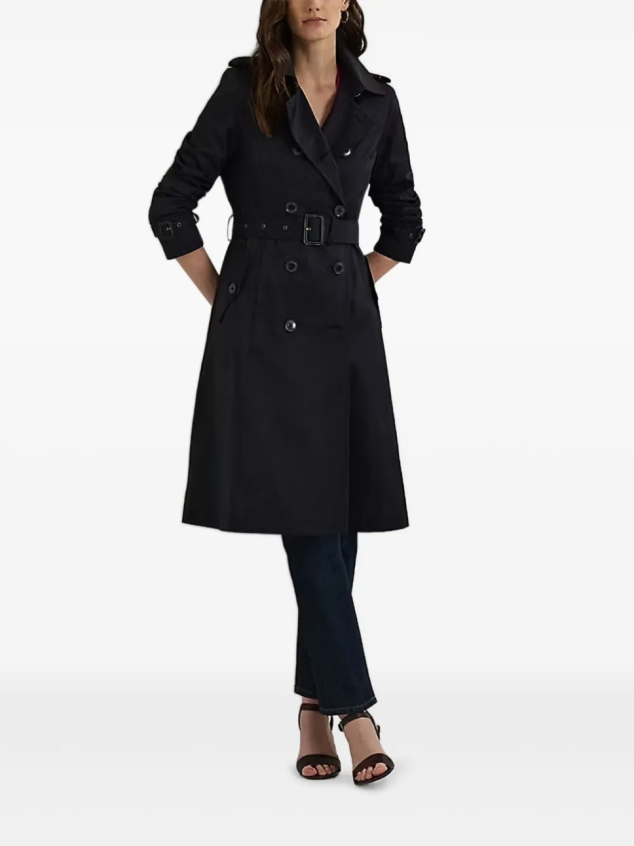 

Lauren Ralph Lauren двубортный тренч с поясом, синий