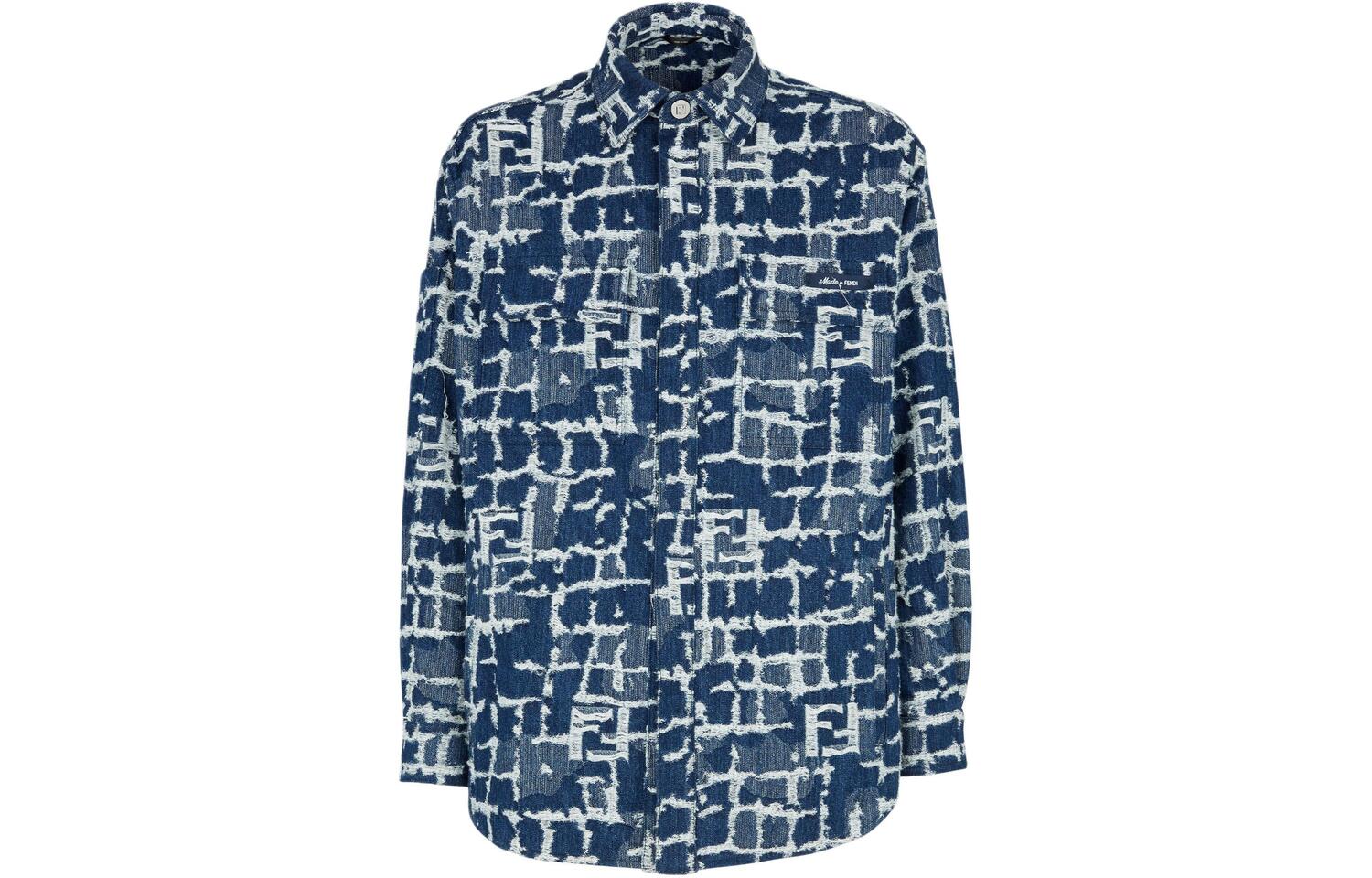 

Джинсовая куртка с детализированным логотипом и эффектом потертости FENDI, синяя, Синий, Джинсовая куртка с детализированным логотипом и эффектом потертости FENDI, синяя