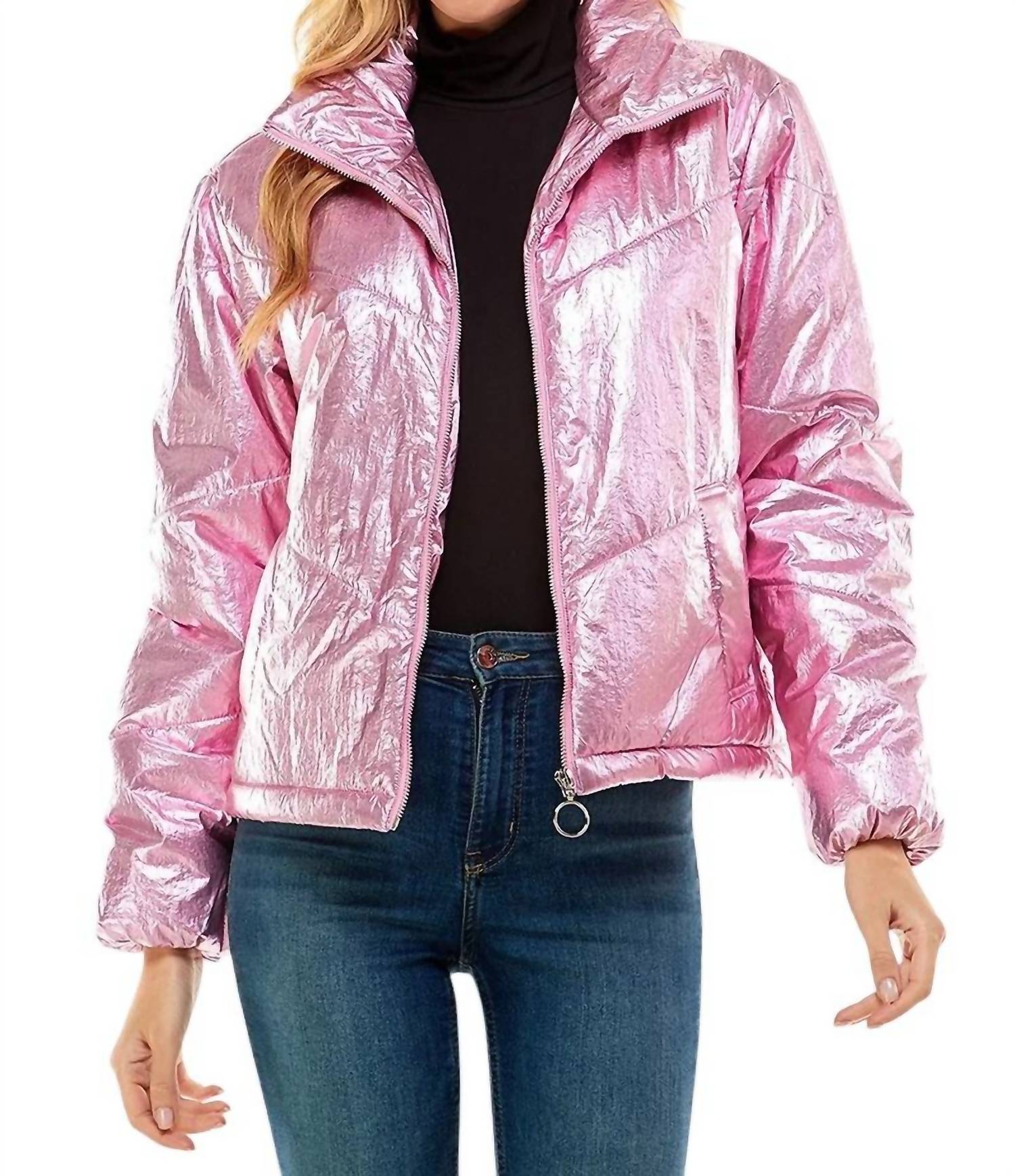 

Куртка Angelika Metallic Puff Jacket розового цвета TCEC