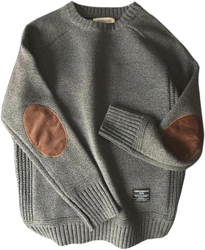 

Мужской свитер SWEPER с дизайнерскими нашивками, вязаный, O-горловина