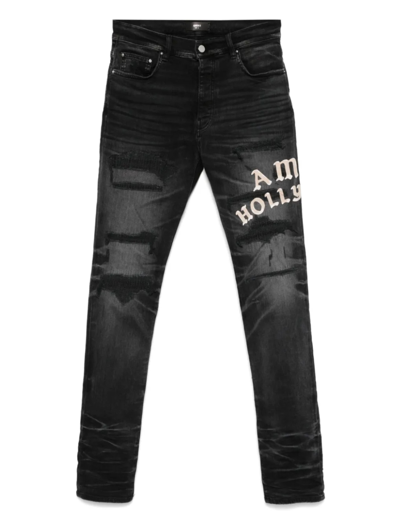 

Узкие джинсы AMIRI с эффектом потертости, черный
