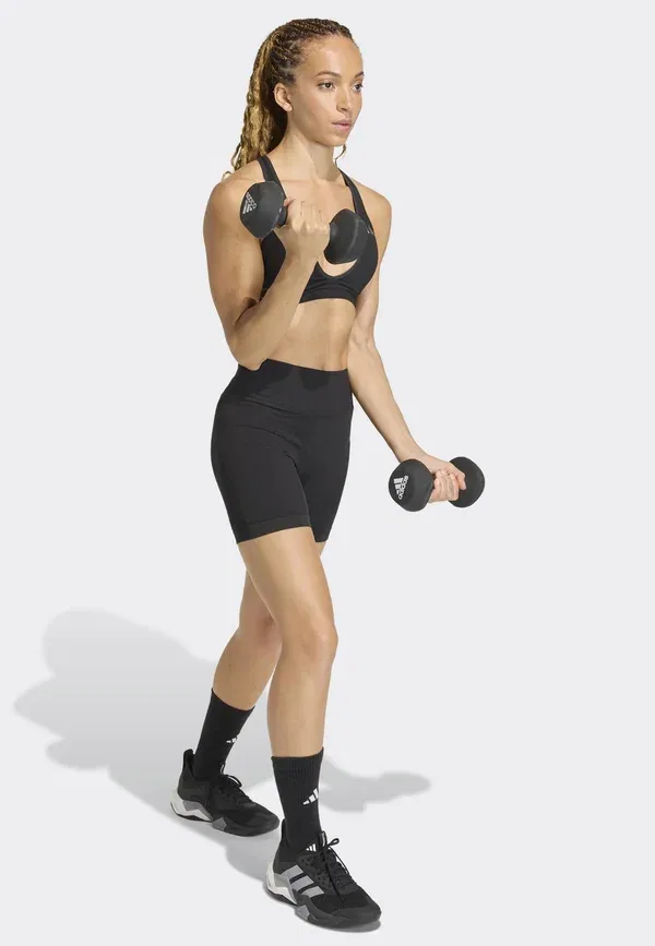 Леггинсы для тренировок Adidas Performance Workout essentials knit scrunch 5 inch, черный — фото 2