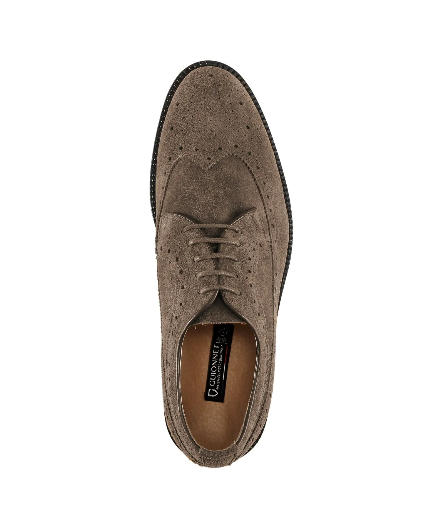 Мужские туфли дерби GUIONNET Wing Tip из замши серые — фото 4