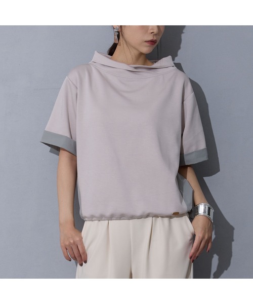 

NICOLE white Футболка с коротким рукавом, комбинированные материалы, NICOLE, бело-серая